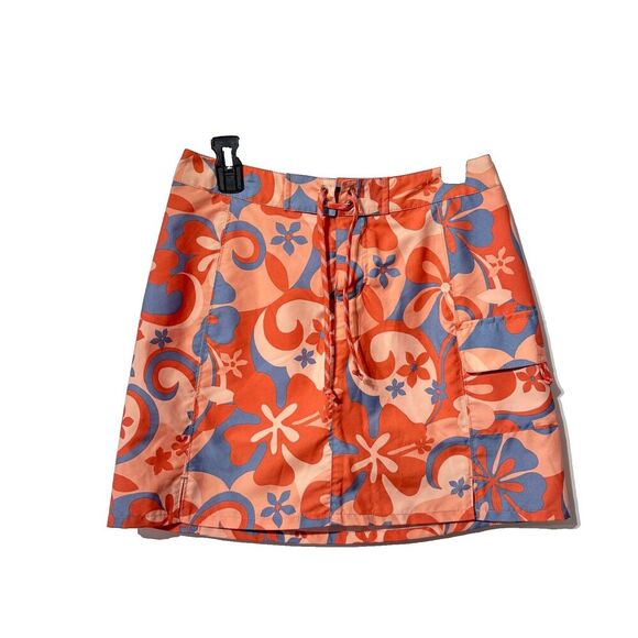 Title Nine Womens Orange Floral Print Y2K Preppy Grunge Mini Skort Size W 6 - Picture 1 of 9